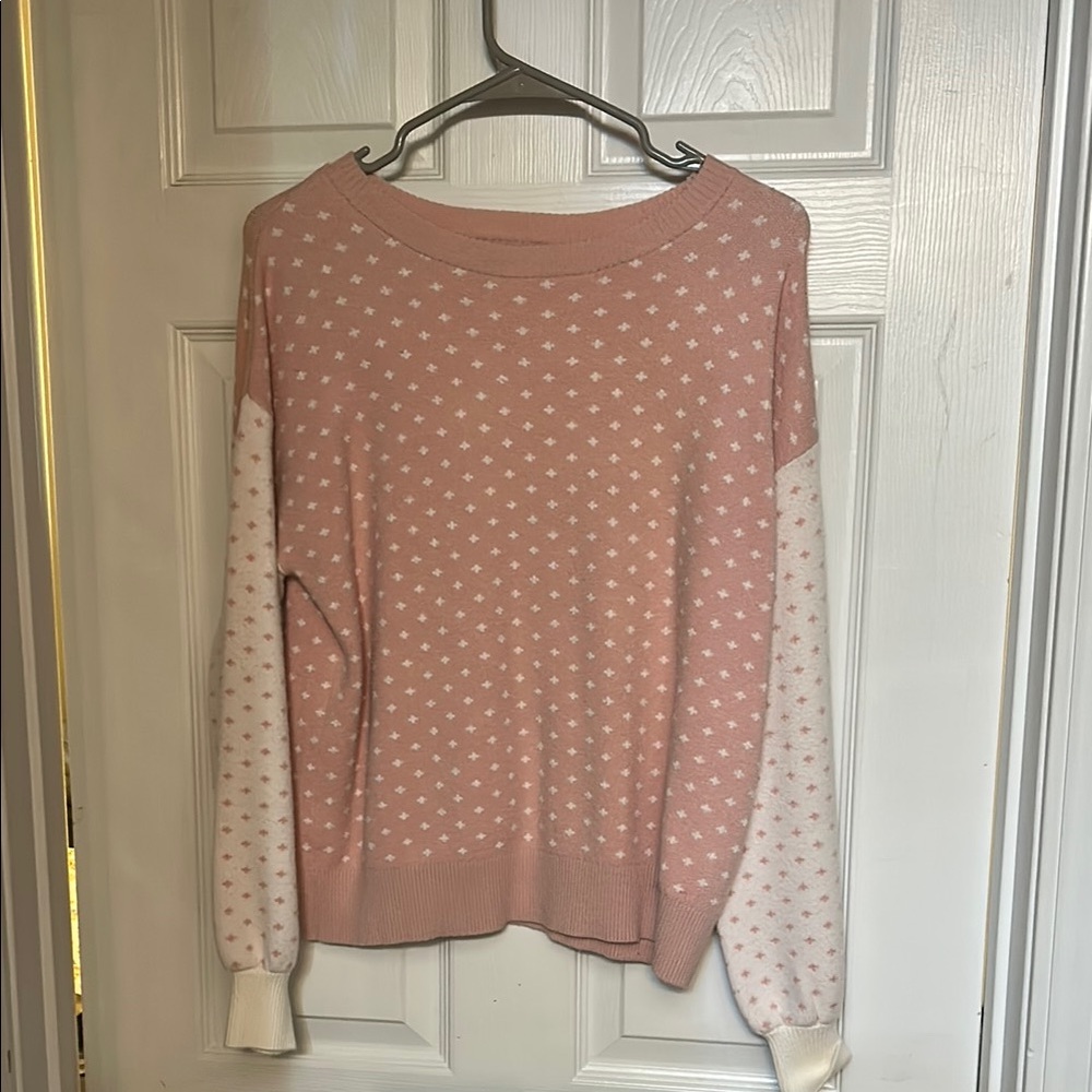 Nautica Pink and White Women's Sweater